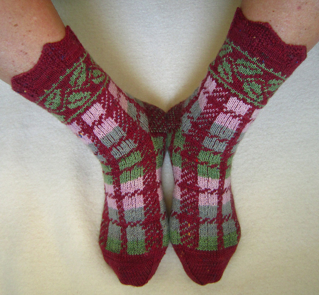 Socken Blätterkaro