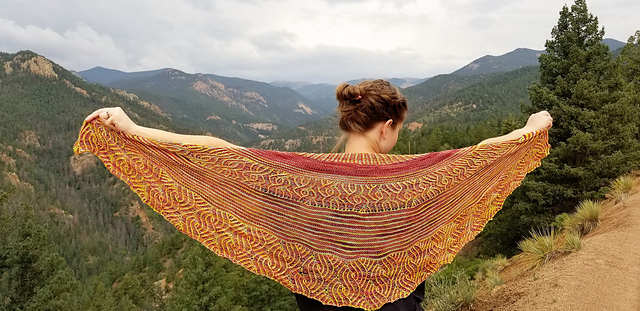 Rocky Mountain Sunburn: Brioche Half-Pi Shawl