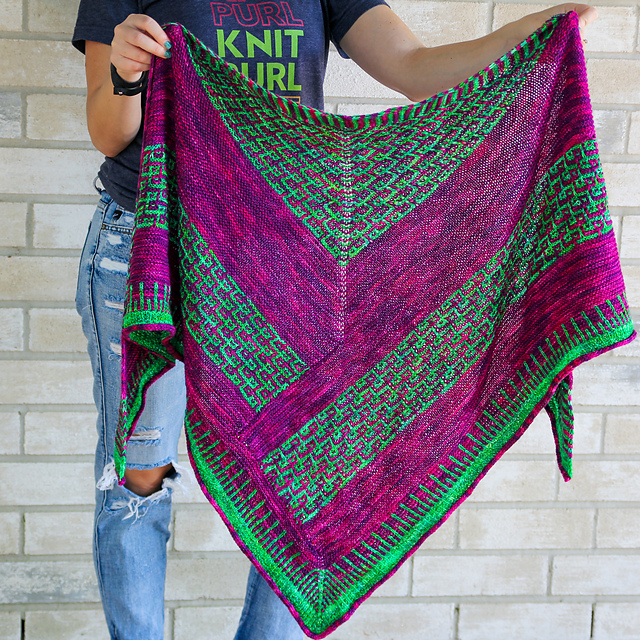 Hongdae: Mosaic Colorwork Triangle Shawl