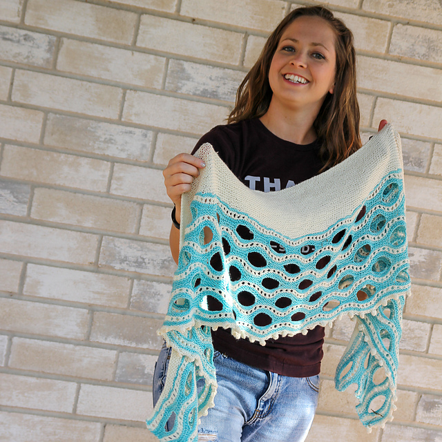 Destin: Giant Eyelet Crescent Shawl