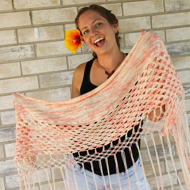 Kaneohe Bay: Crescent Open Lacework Shawl