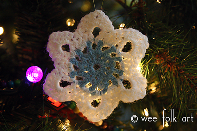 Retro Crochet Snowflake Ornament