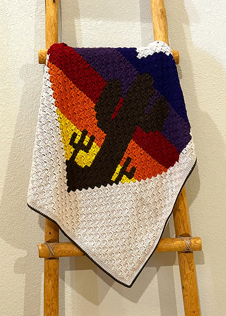 C2C Sunset Saguaro Heart Throw