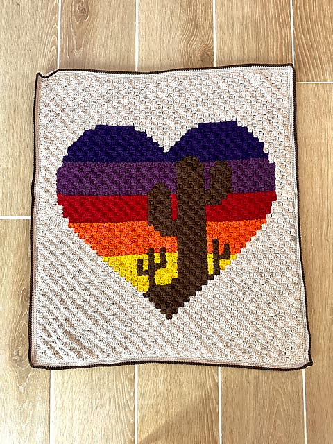 Ravelry: C2C Sunset Saguaro Heart BB pattern by Wendy L Hamilton