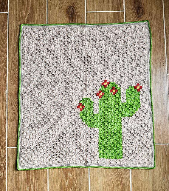 C2C Flowering Saguaro Baby Blanket