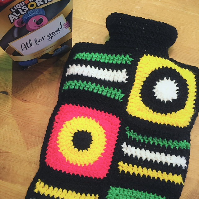 Ravelry: Liquorice Allsorts Hot Water Bottle Cover pattern by What