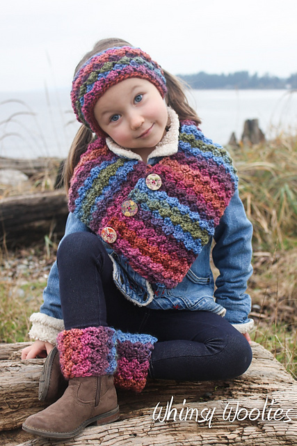 Button Wrap Scarf, Headband & Boot Cuffs