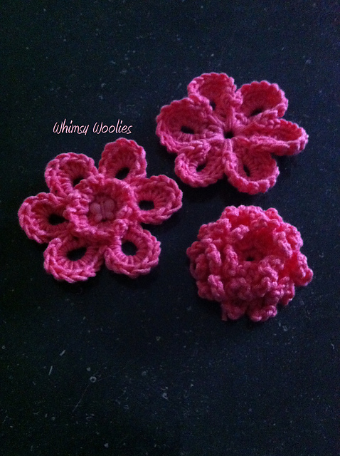 Crochet Flowers -Set of 3