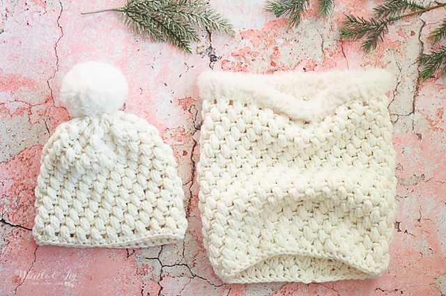 Snow Puff Hat (and Cowl)