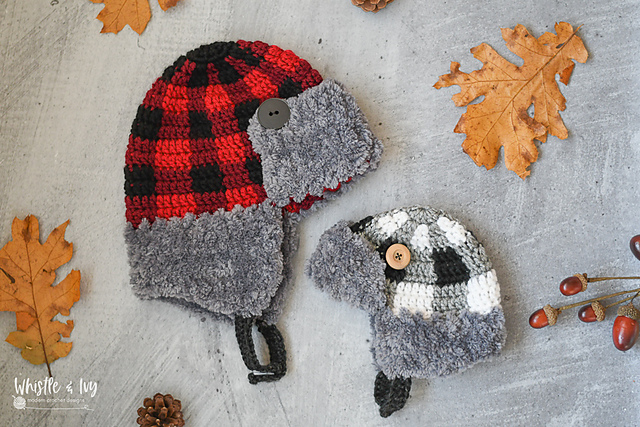 Ravelry: Top-Down Buffalo Plaid Trapper Hat pattern by Bethany Dearden