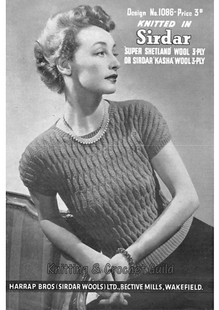 Lady's Jumper In Leaf Stitch with Cap Sleeves
