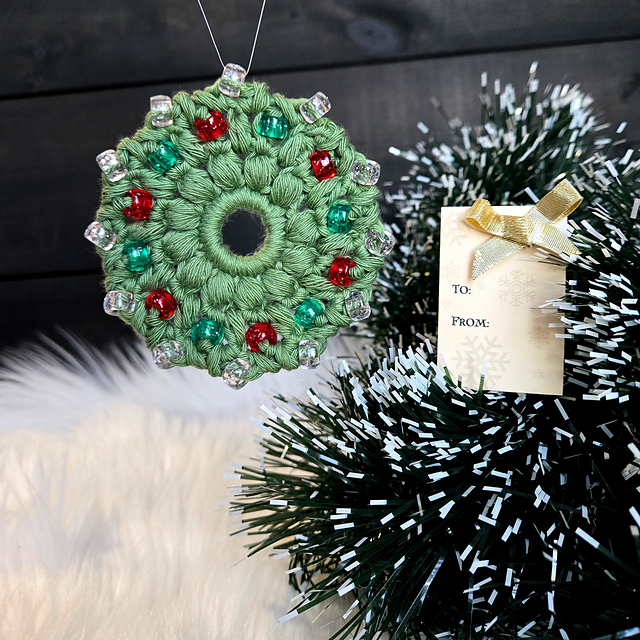 Beaded Wreath Christmas Ornament