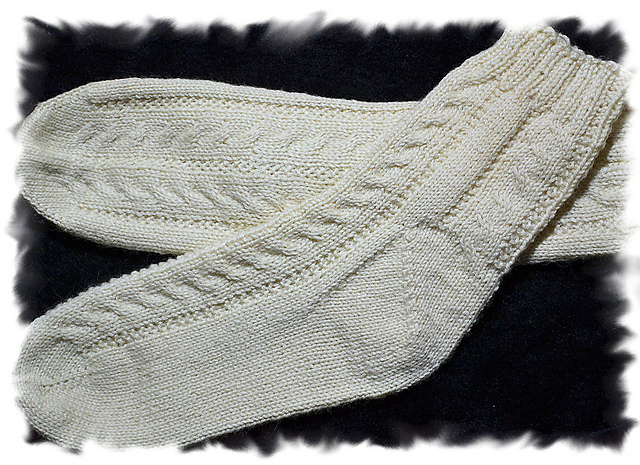 Double Cable Toe Up Socks
