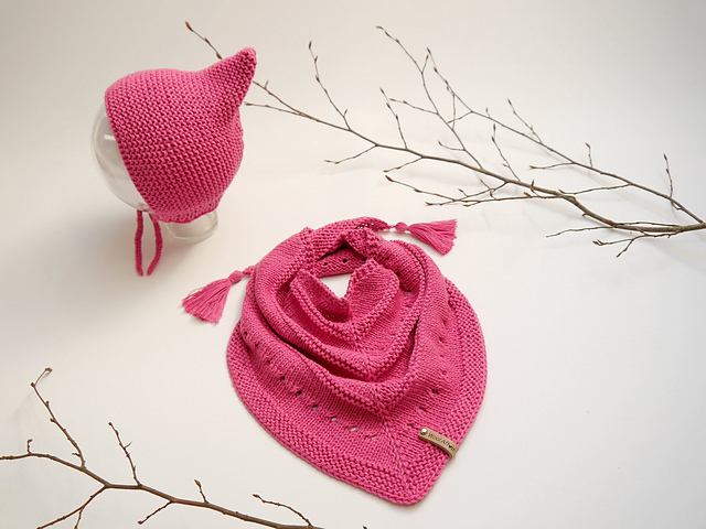 Sweetie Set - Pixie Bonnet & Triangular Scarf