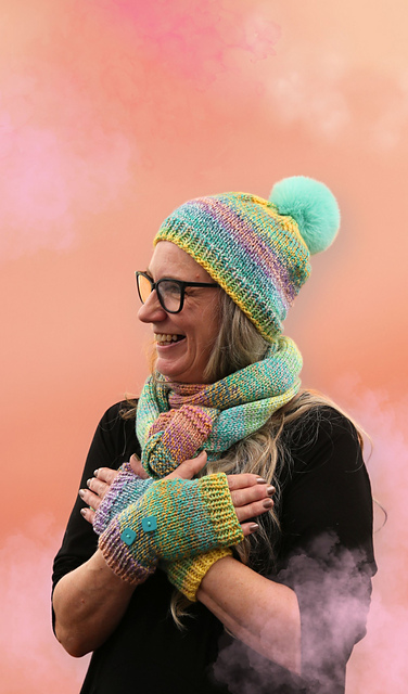 Rainfall Hat, Scarf and Mitts Set - 7128