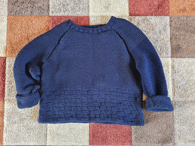 14 Raglanpullover Strukturmusterbordüre