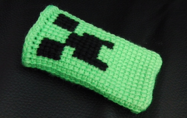 Minecraft Creeper Handy Socke häkeln