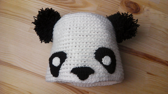 Pandamütze gehäkelt