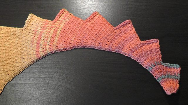 Tunisian crochet dragon tail shawl