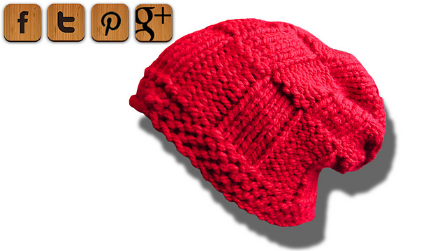 Long Basketweave Beanie toque hat / Mütze