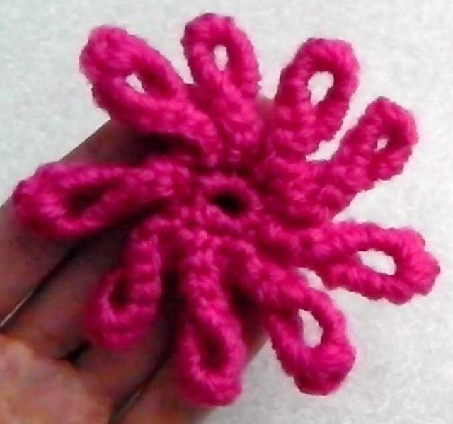 Curling crochet flower