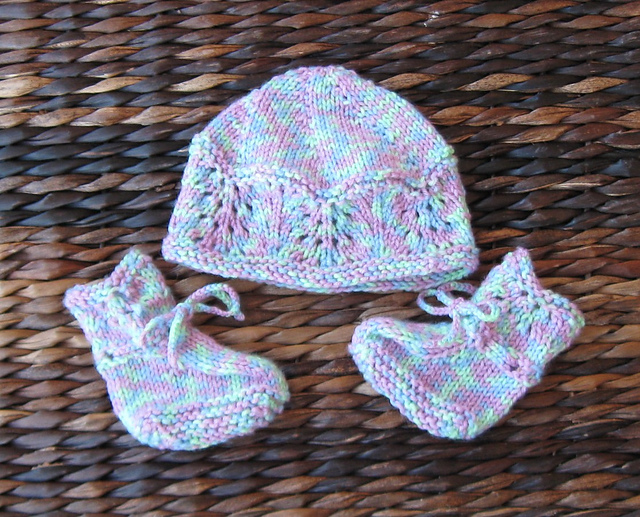 Fan and Feather Hat and Booties