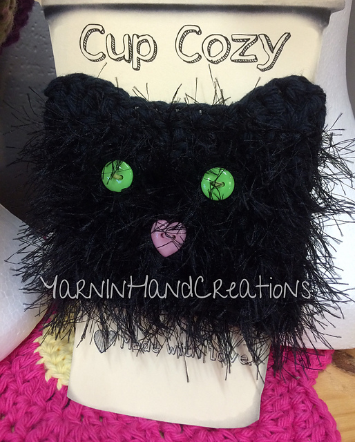 Ravelry: Fuzzy Cat Cup Cozy pattern by Gaie Bergstrom