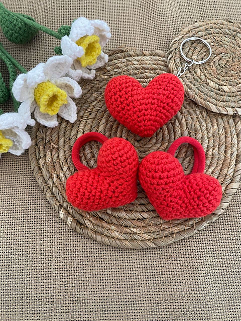 Heart hair tie and keychain