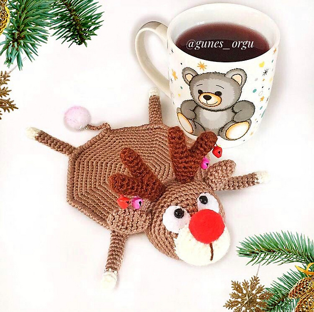 Santa’s Reindeer cup coaster