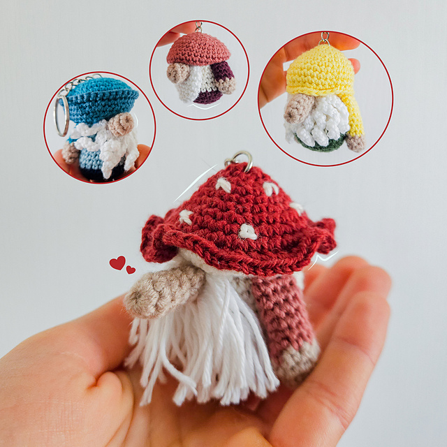 Mushroom Gnome Keychain