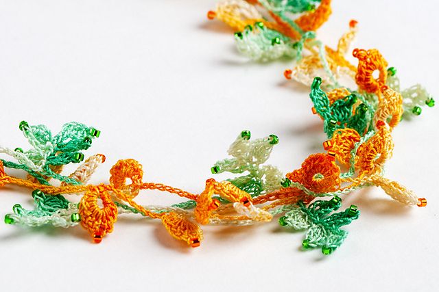 Golden Fall Necklace with Beads