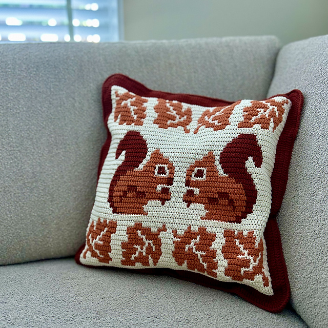 Mosaic Squirrel Fall Pillow