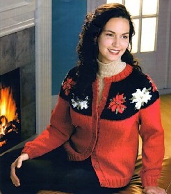 Poinsettia Yoke Cardigan #2747-8