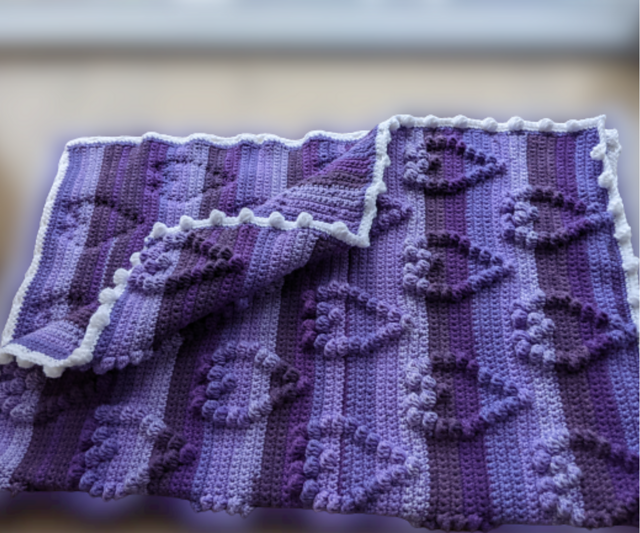 Unique hearts crochet blanket