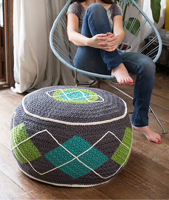 Argyle Bean Bag Ottoman / Pouf