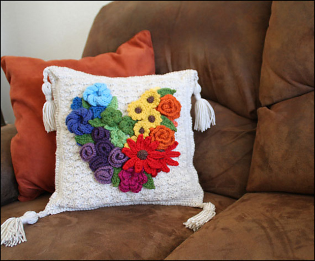 Floral Heart Throw Pillow