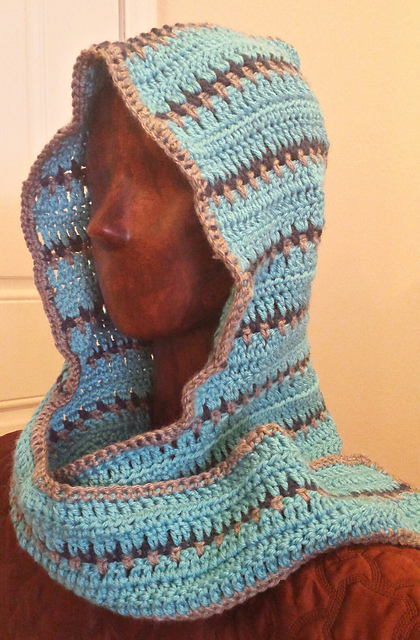 Freya's crochet hooded scarf