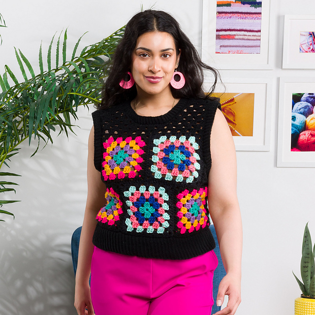 Granny Vest with Knit Details