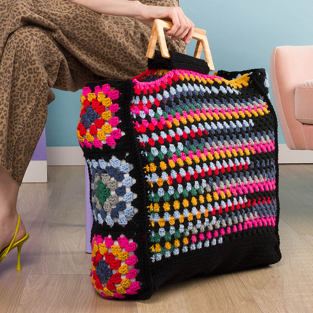 Granny Squares & Stripes Tote
