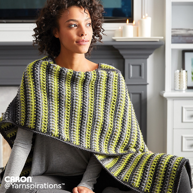 Textured Stripes Crochet Ruana