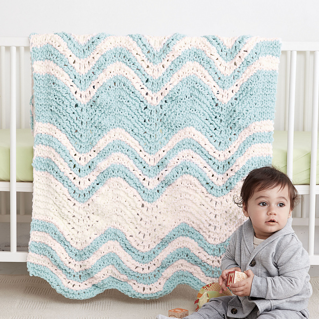 Garter Ripple Stripes Baby Blanket
