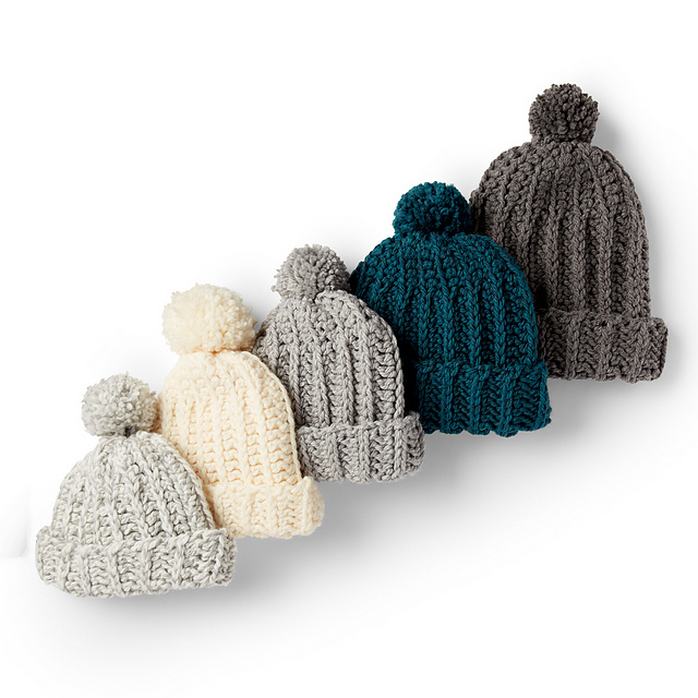 Basic Crochet Ribbed Family Hat