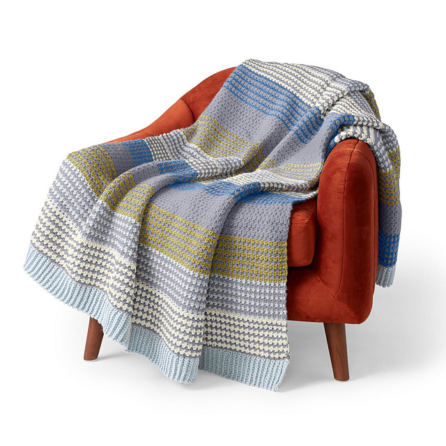 Moss Stitch Striped Blanket