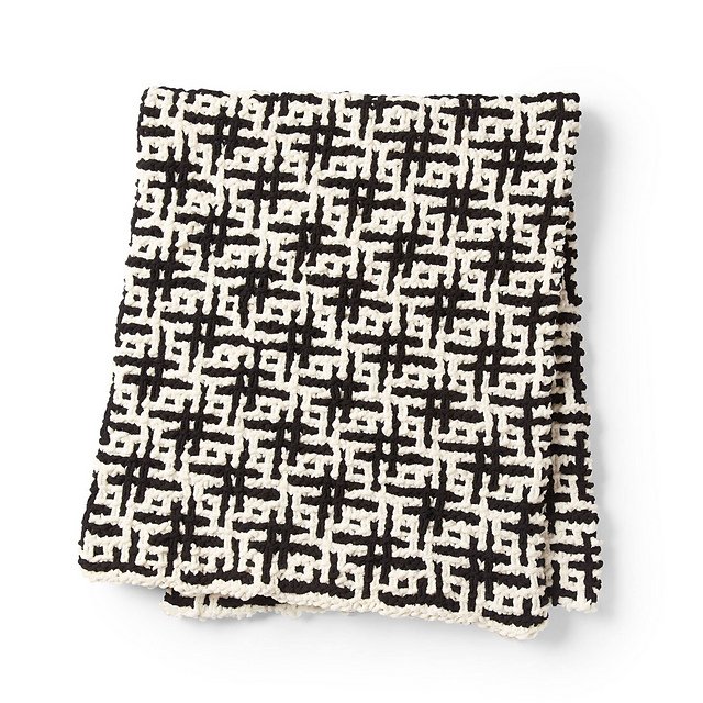 Mosaic Grid Knit Blanket