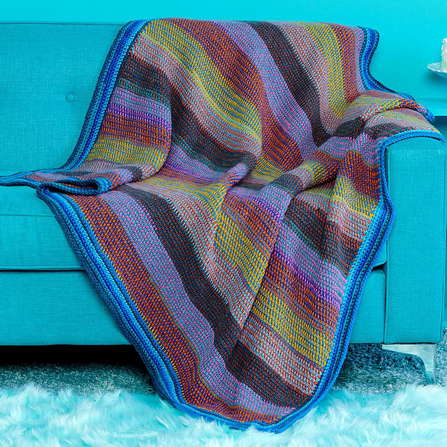 Tunisian Crochet Woven-Look Blanket