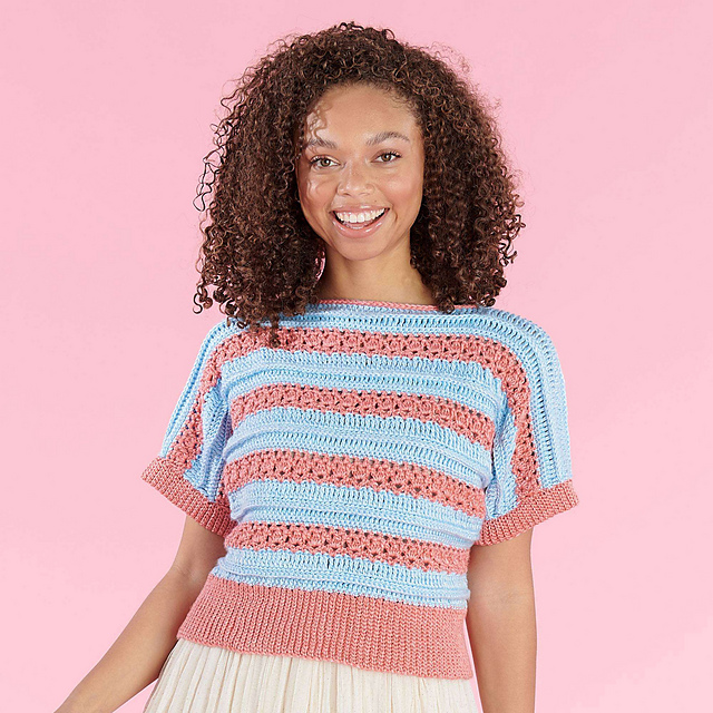 Ravelry Striped to a Tee Pullover pattern by Yarnspirations Design Studio