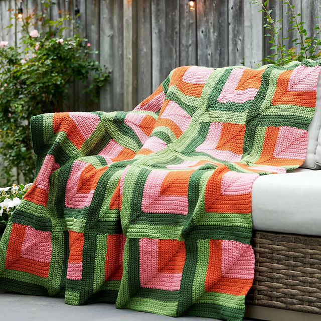 Autumn Blooms Mitered Blanket