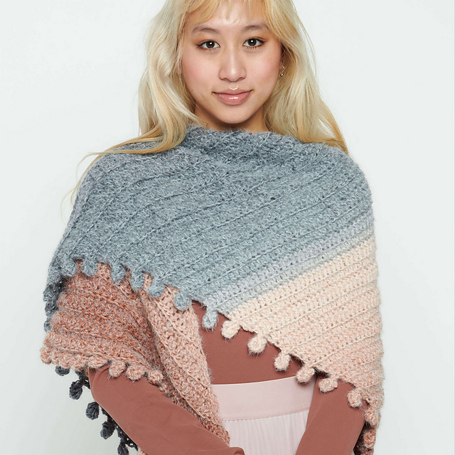 Ravelry Bobble Bias Shawl pattern by Yarnspirations Design Studio