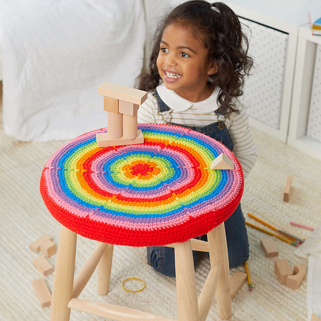 Rainbow Burst Stool Cover