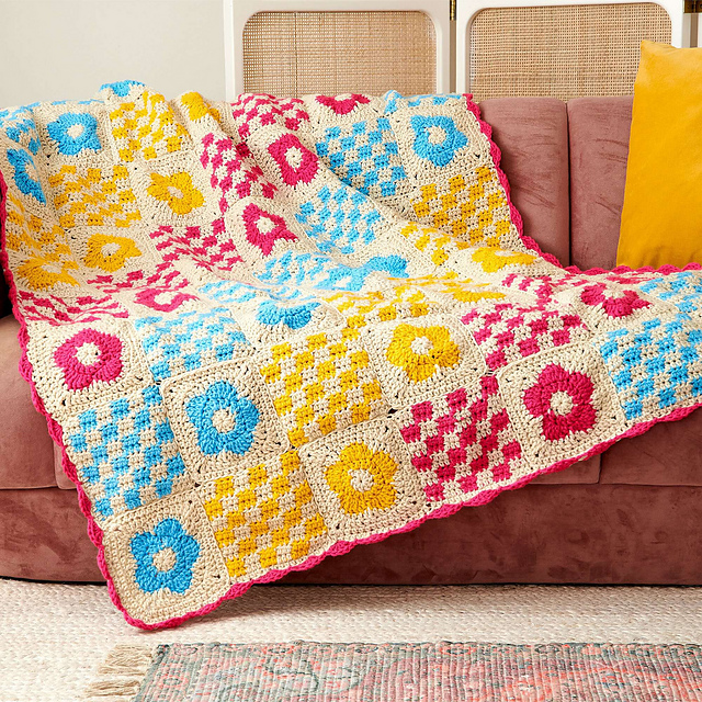 Flowers & Checks Blanket